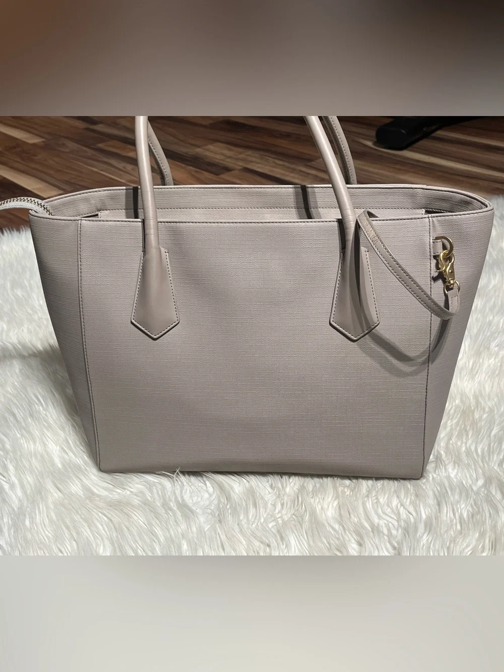 DAGNE DOVER Signature Legend Coated Canvas Large Laptop Tote Bag Gray / Taupe